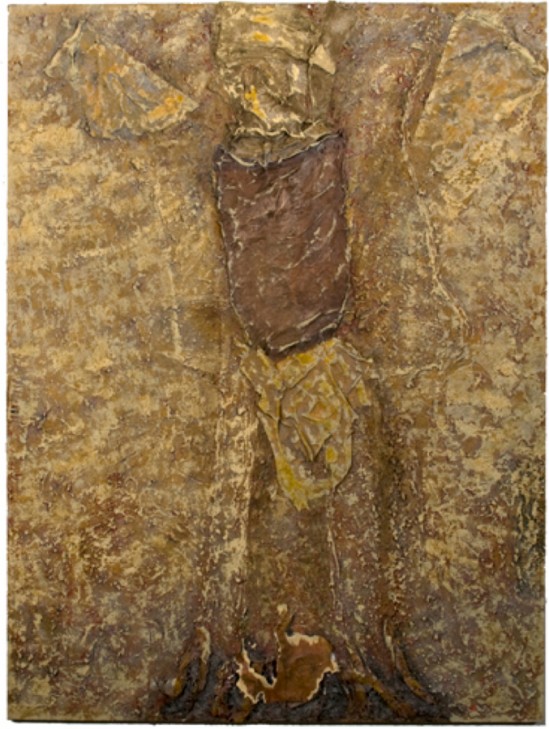 Mary Mountcastle Eubank, Visitor, acrylic on canvas with mixed media, 44” x 59”
