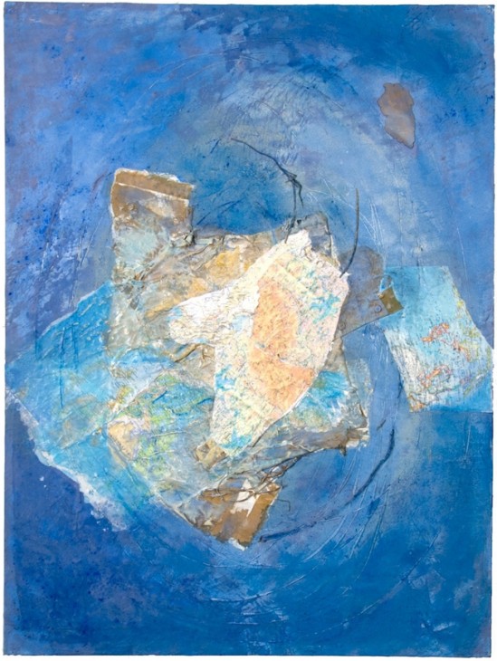Mary Mountcastle Eubank, Flotation Devices: Vortex, acrylic on canvas with mixed media, 48” x 36”