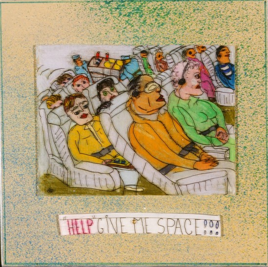 Andrew Romanoff - Give Me Space - shrink art on wood panel