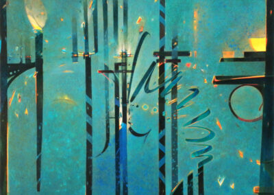 Steve Emery, Unraveling, acrylic on paper, 20.75 x 20.5