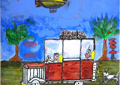 Andrew Romanoff - Off to the Country - shrink art, 12 x 12in