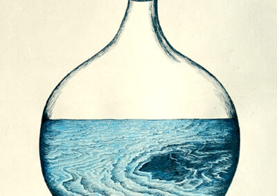 Zea Morvitz, The King Drowns, ink on handmade paper, 24 x 17