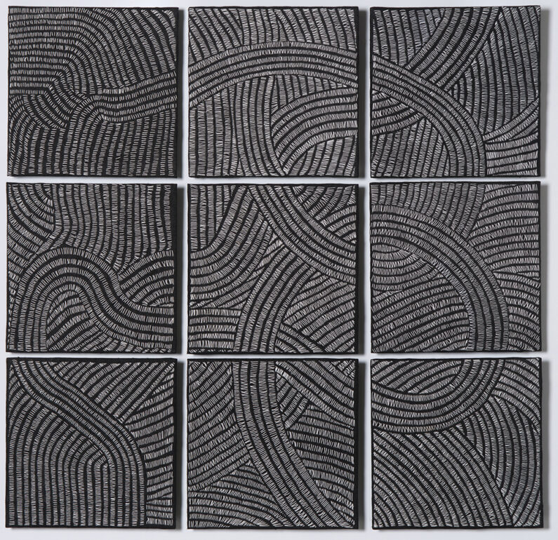 Susan Doyle, 10000 Lies, Fober stitching on Linen