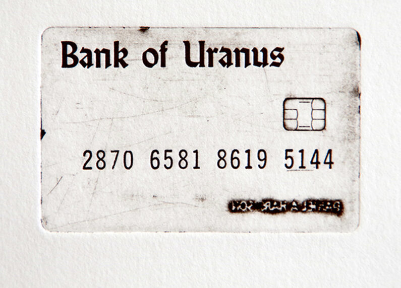H J Mooij_Chip reader broken please swipe Credit card_letterpress 2.5 x 3.5 in_2019