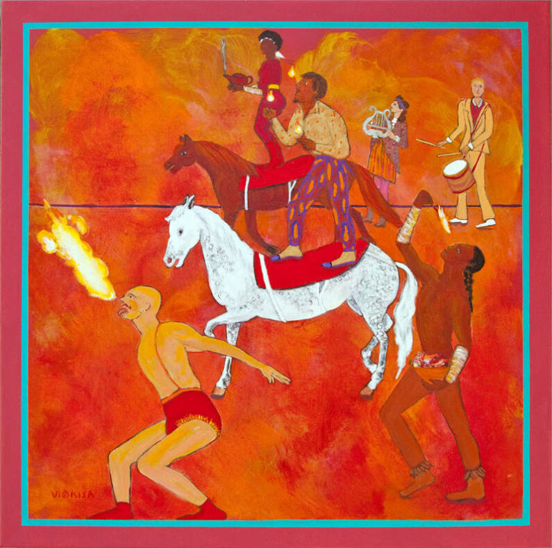 Vickisa - Fire - Mixed Media, 24in H x 24in W x 1in D