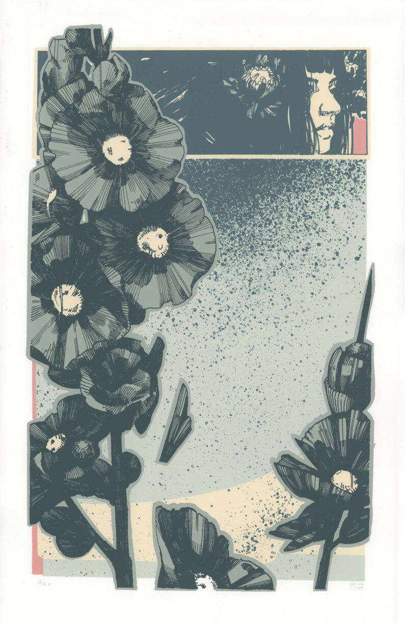 Zane Prater - Hollyhawk - screenprint, 13x20