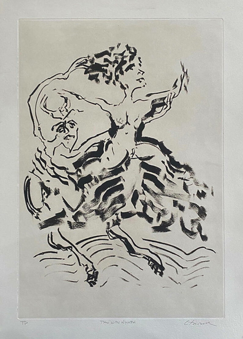 Doug Gilmour - Pan With Nymph - Photo Gravure Intaglio Print - 13in x 19in
