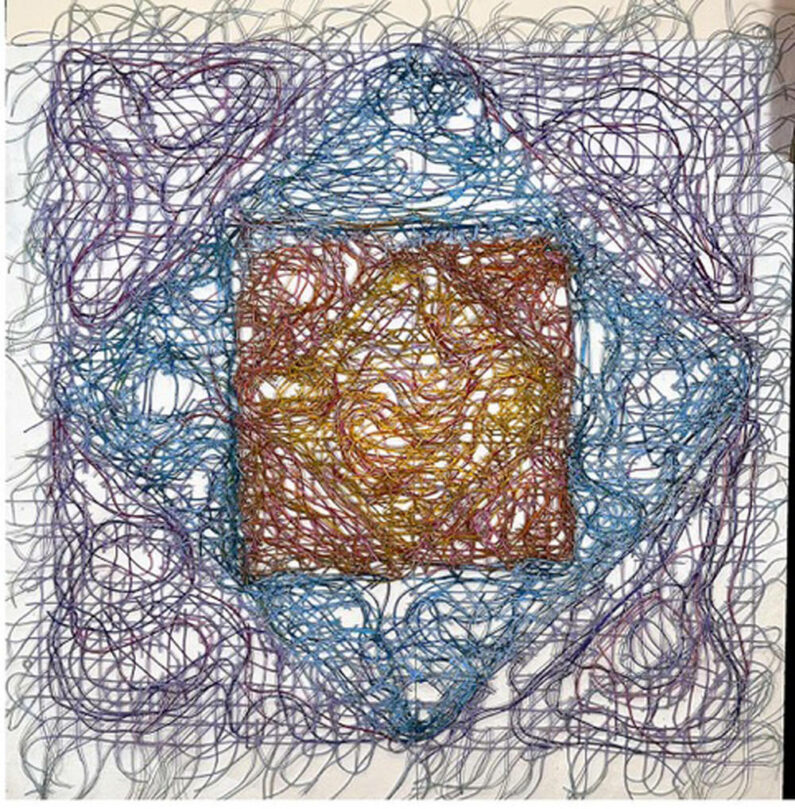 Laurence Elias - The Wiggle Room - Acrylic On Hand Woven String - 38 x 38