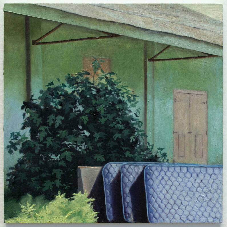 Nicole Irene Anderson-Who Sleeps Here--Oil on hardboard-6 x 6 x 0.625 in