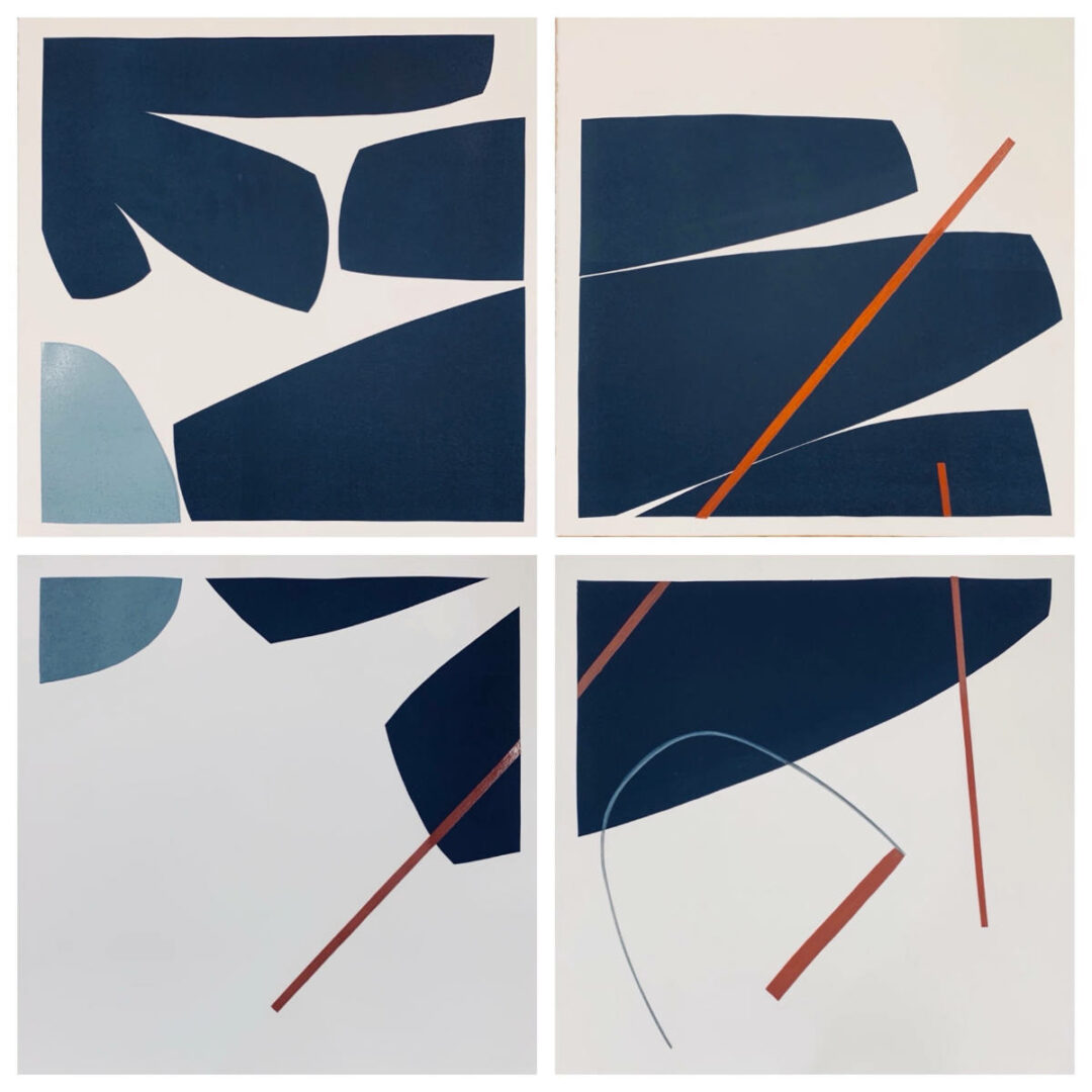 Austin Buckingham - Untitled 15 Quadtych - Monotype Wood Panel - 48in H x 48in W x 2in D