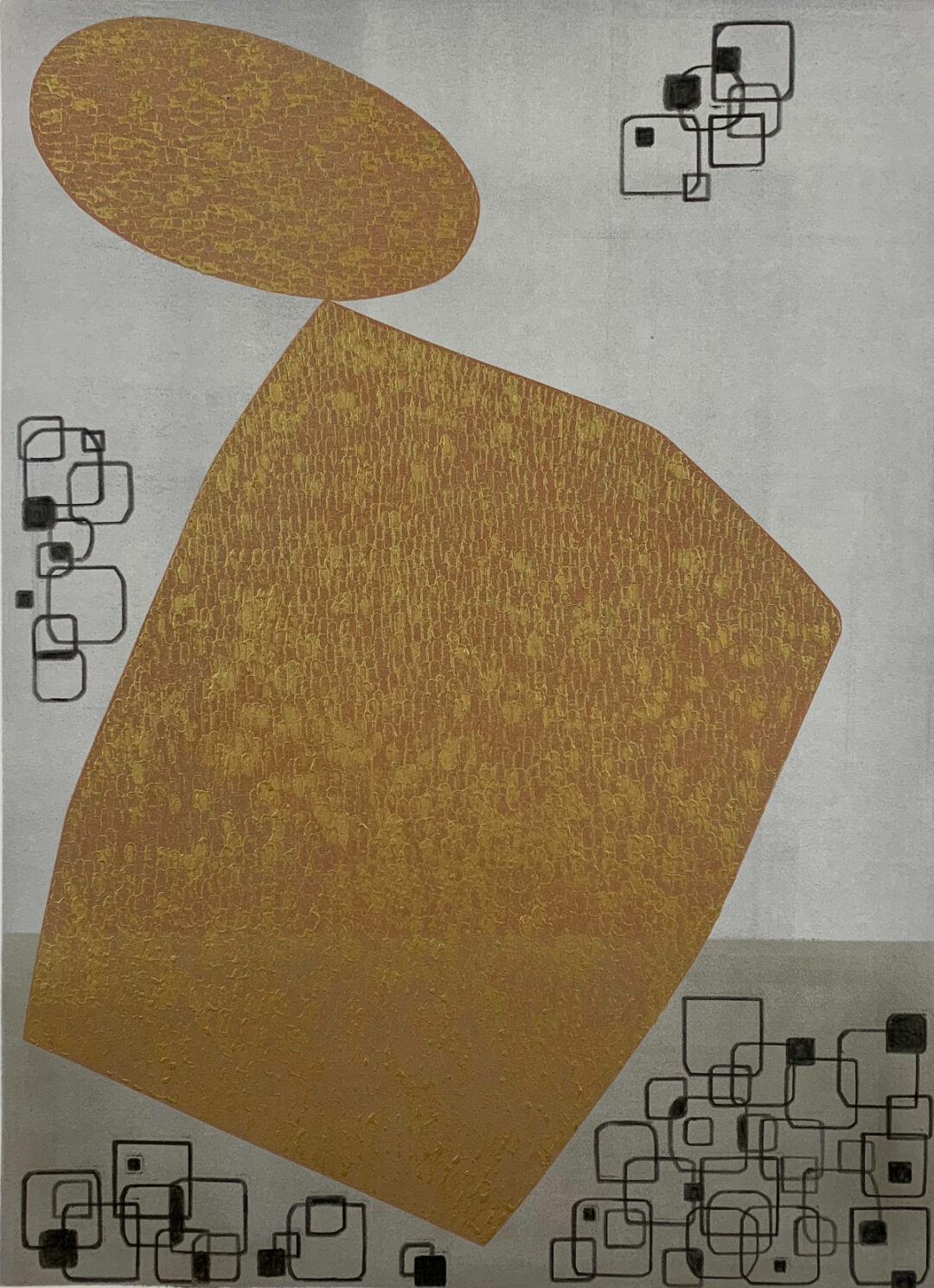 Austin Buckingham - Untitled 2 - Monotype Framed - 36in H x 24in W x 2in D