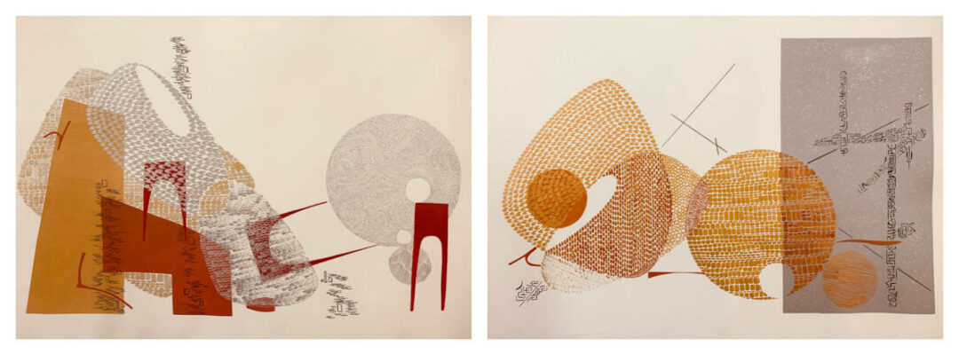 Austin Buckingham - Untitled 3 Diptych - Monotype Framed - 24in H x 72in W x 2in D