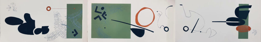 Austin Buckingham - Untitled 7 Triptych - Monotype WoodPanel - 20in H x 120in W x 2in D