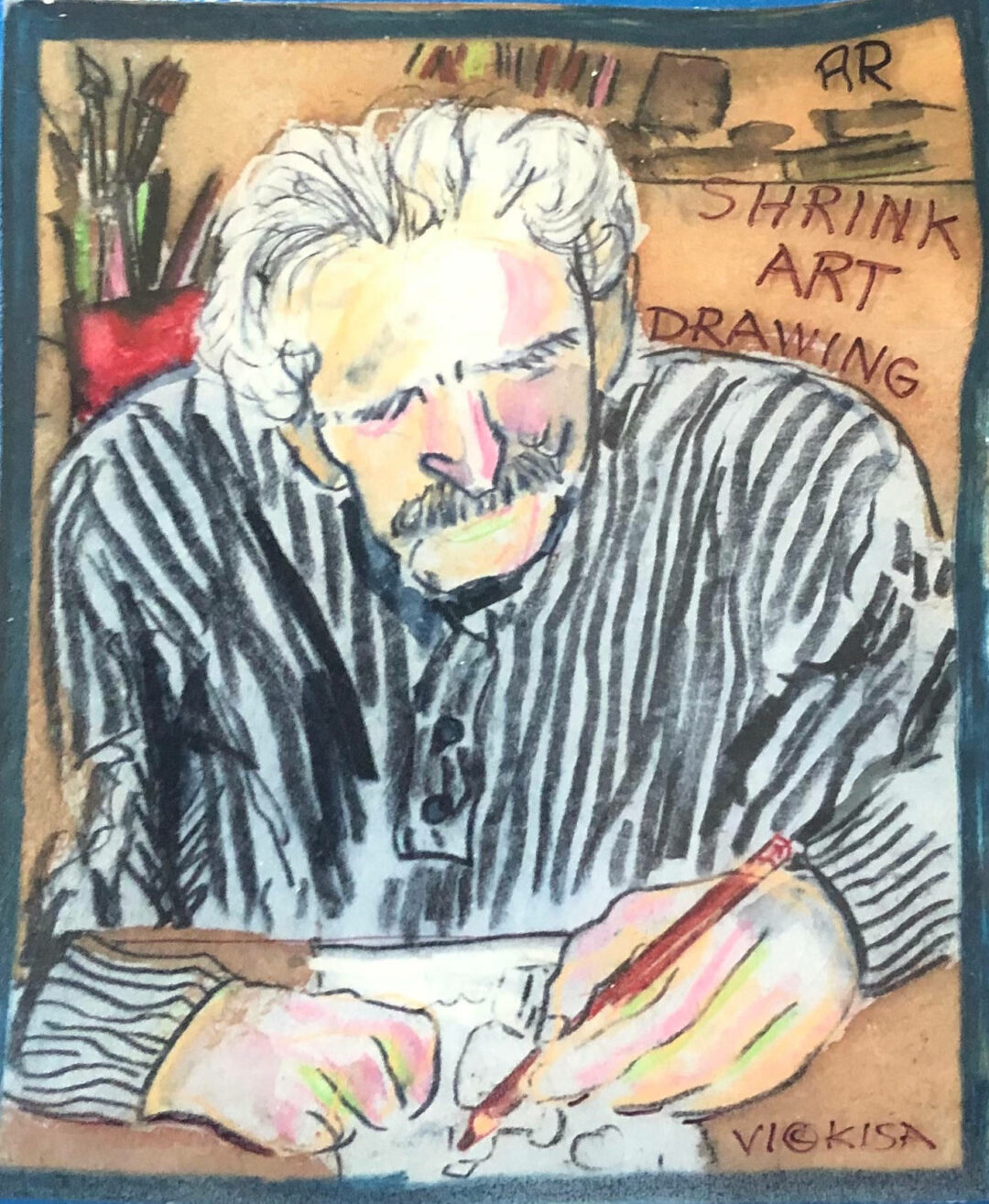 Vickisa Feinberg - Andrew Armed For Art - Shrink Art - 7inH x 7inW x 1inD