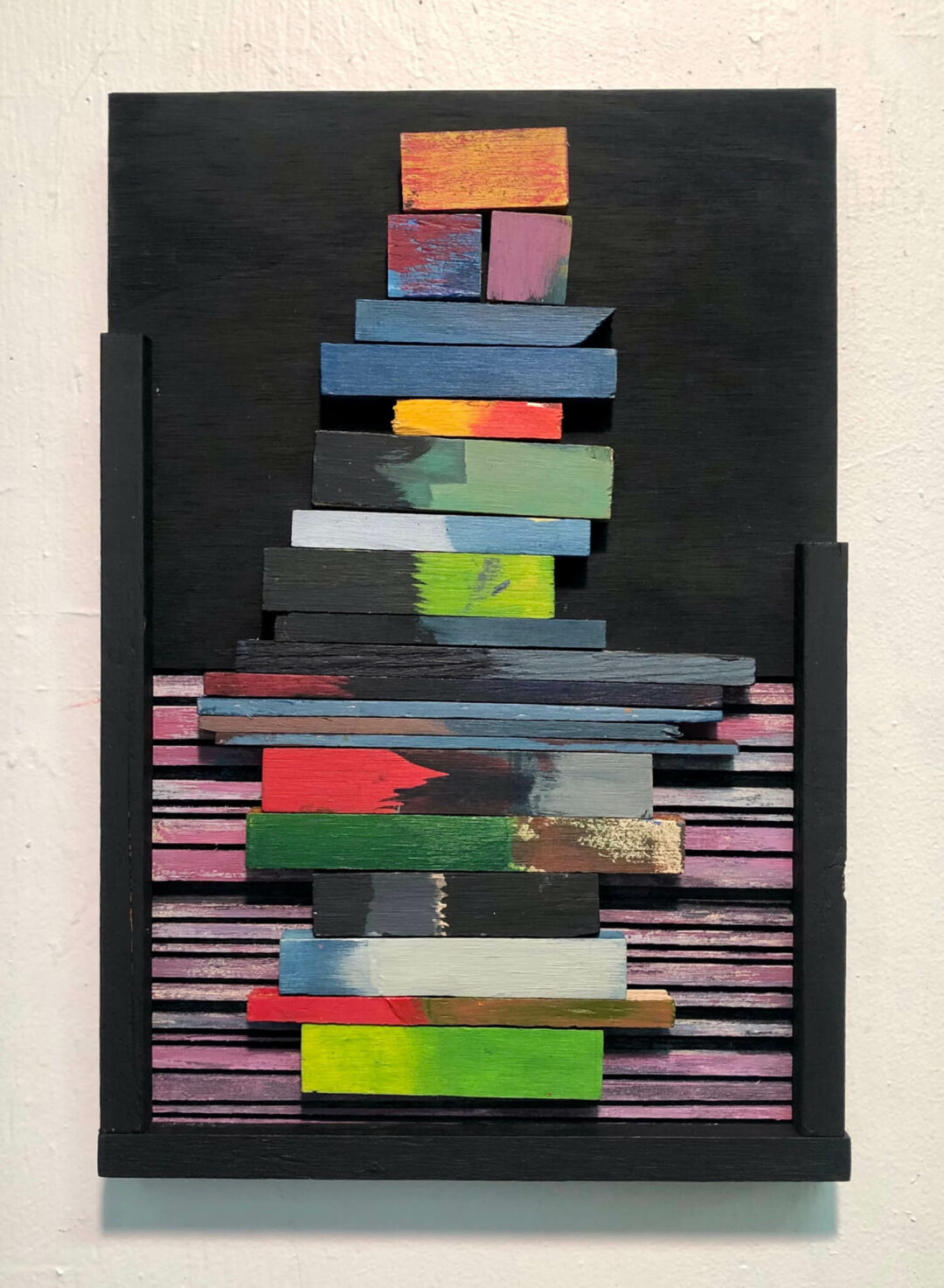 Steven Hurwitz - Lets Not Be Ourselves Today - painted wood construction - 13inH x 9inW x 1inD