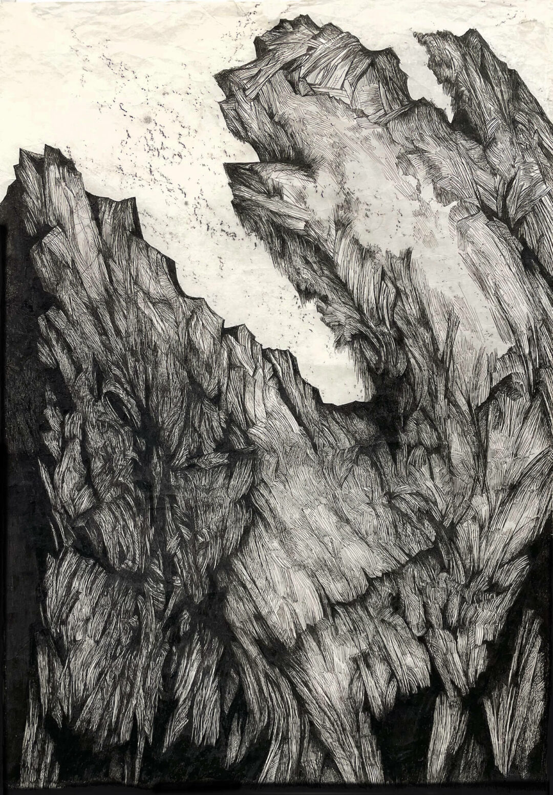 Zea Morvitz - Dark Landscape - ink on paper - 36x24