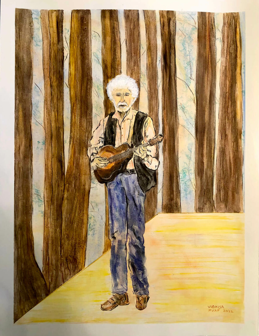 Vickisa - MVAF Lowell-Banana Levinger - Mixed Water Media - 18in x 24in