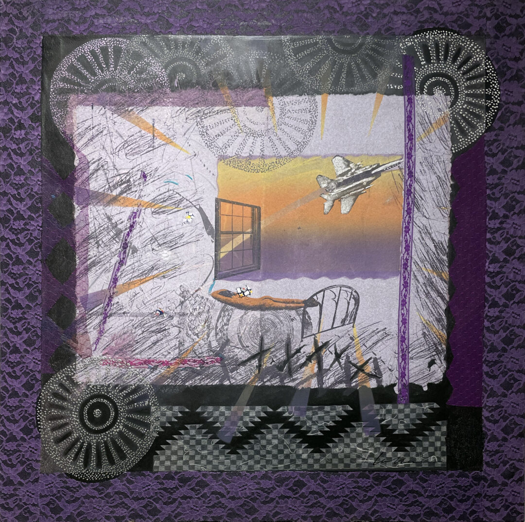 Jean LaMarr - View From the Boudoir Window - monotype and mixed media