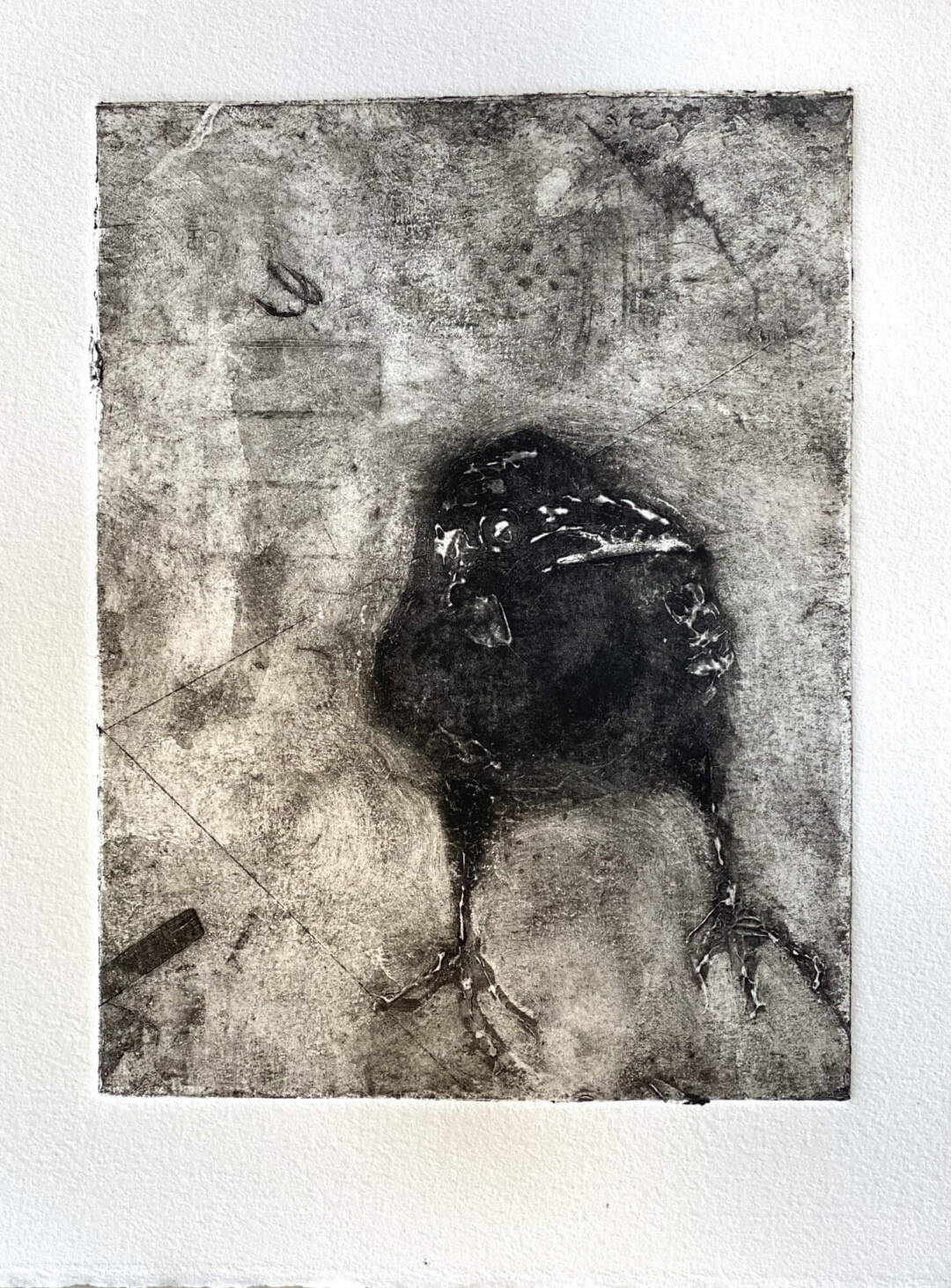 Kelley Berg - Little Secret - collograph - 8x6 - 2023