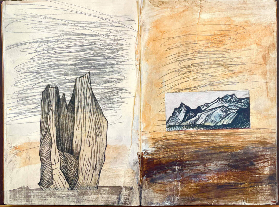 Zea Morvitz - Mirage - mixed media on book - 9.5 x 13.25