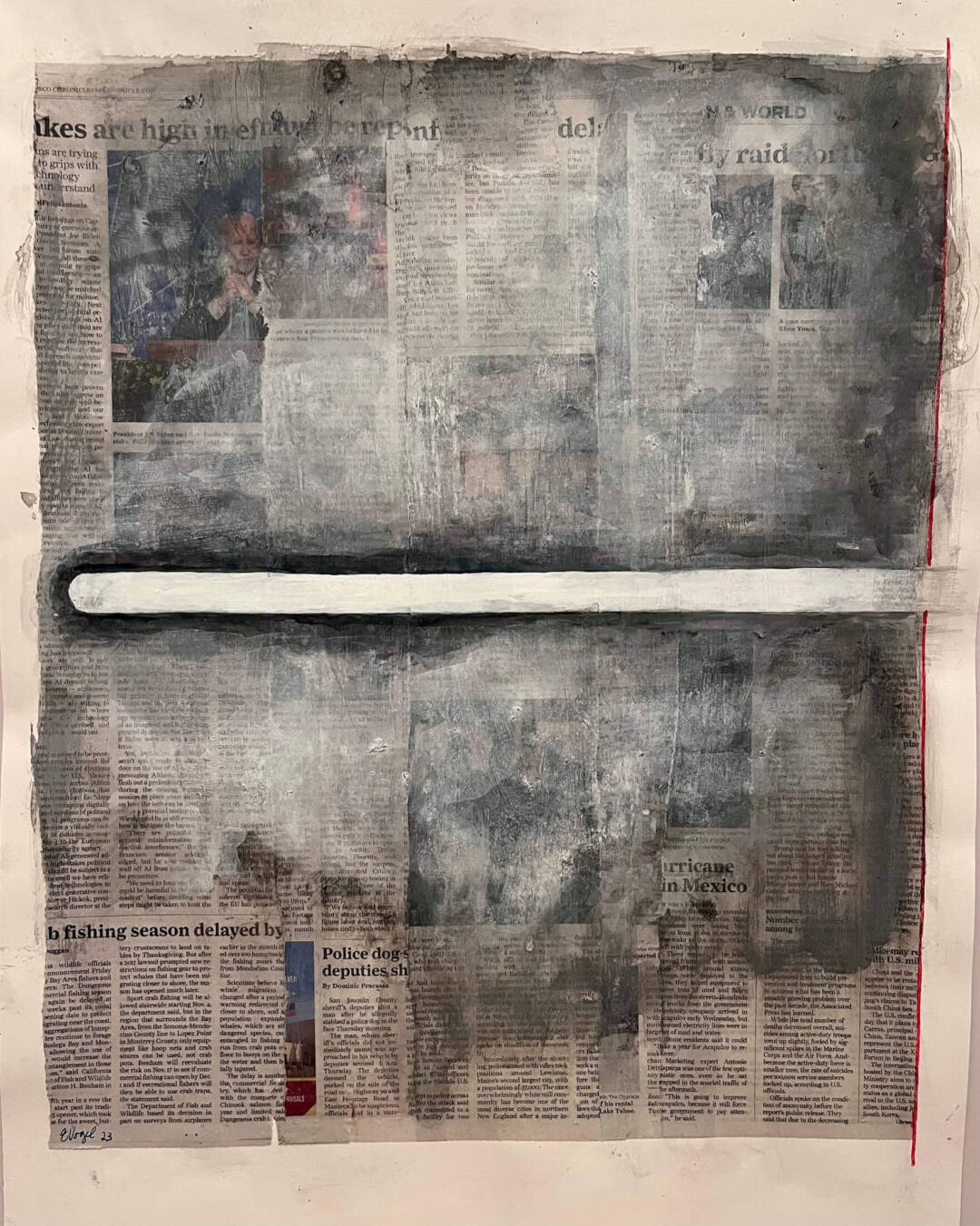 Ellen Vogel - Cutting Through - mixed media - 25in x 37in framed