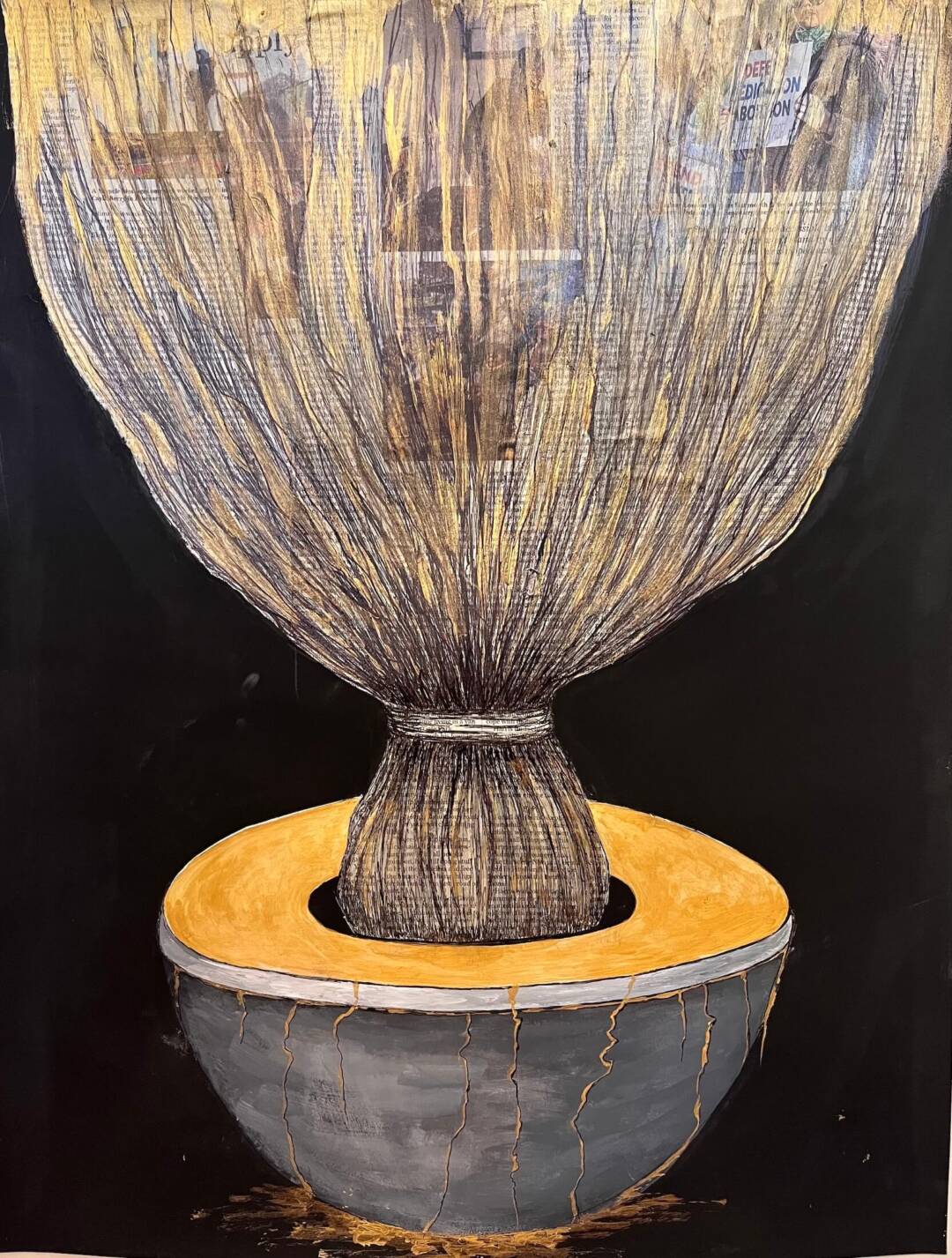 Ellen Vogel - Lead into Gold - mixed media - 37in x 25in framed
