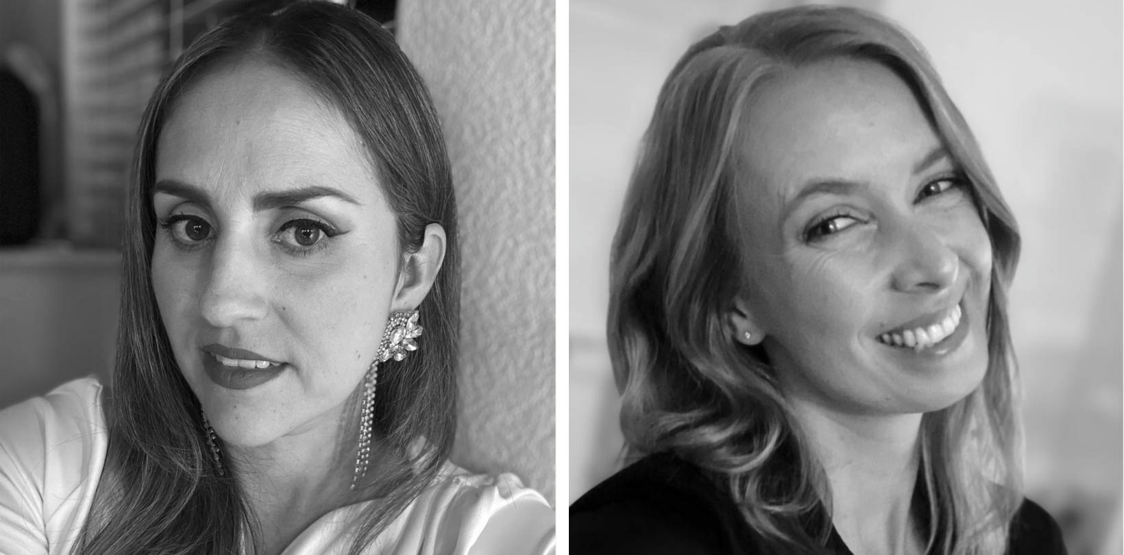 Portraits of two women: Maricela Mora and Mia Johnson-Matinez