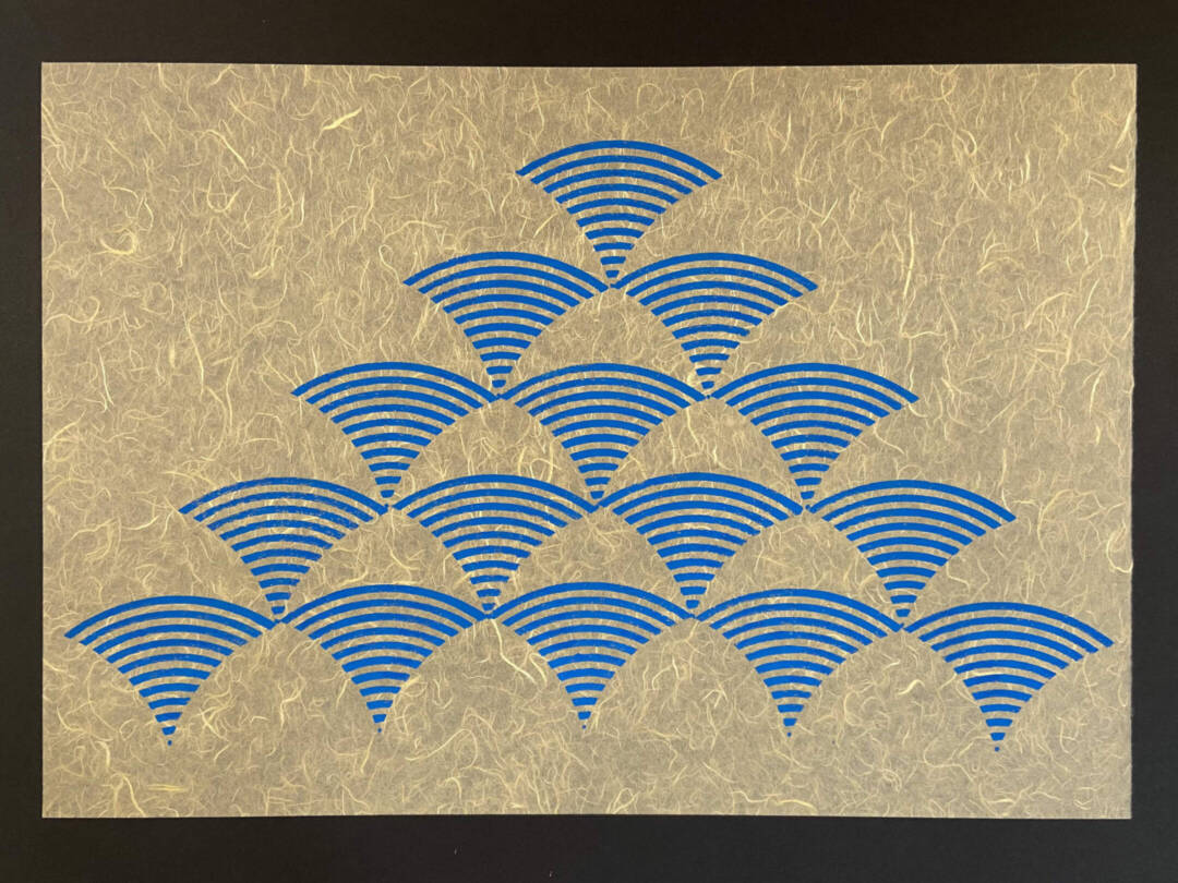 Bruce Mitchell - Swim Class - ink on rice paper - 21in h x 23in w