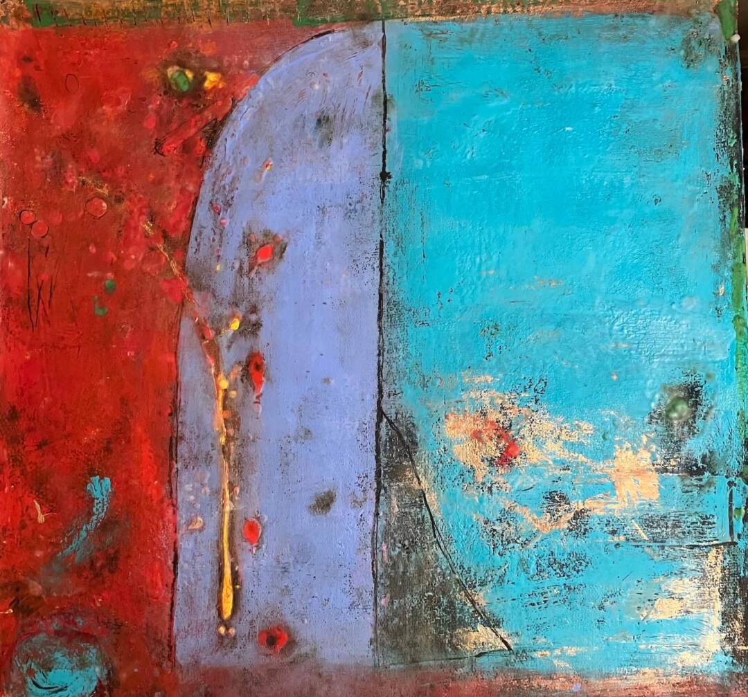 Tonia Sassi - Ancient Rose - Acrylic oil stick crayons hot wax on tar paper - 42in x 42in