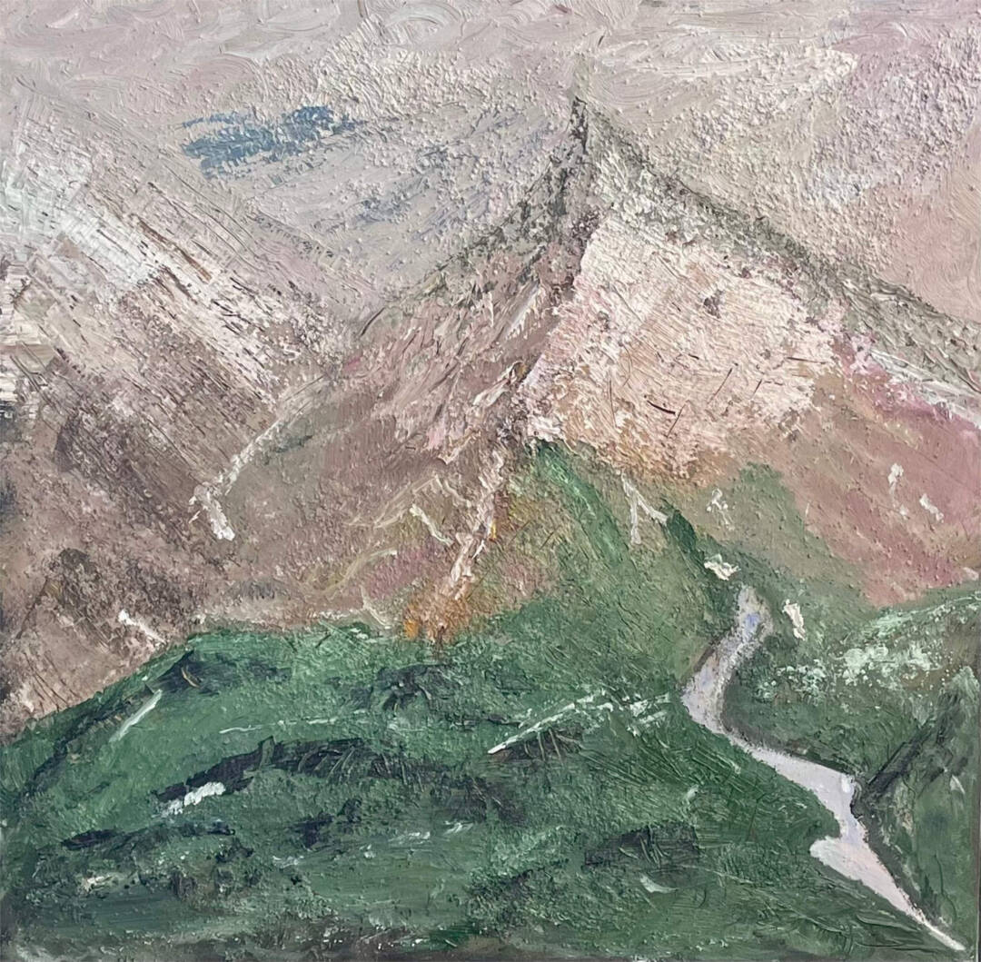 E A Zappa - Tundra - oil, marble dust, and sand on paper board - 24in x 24in